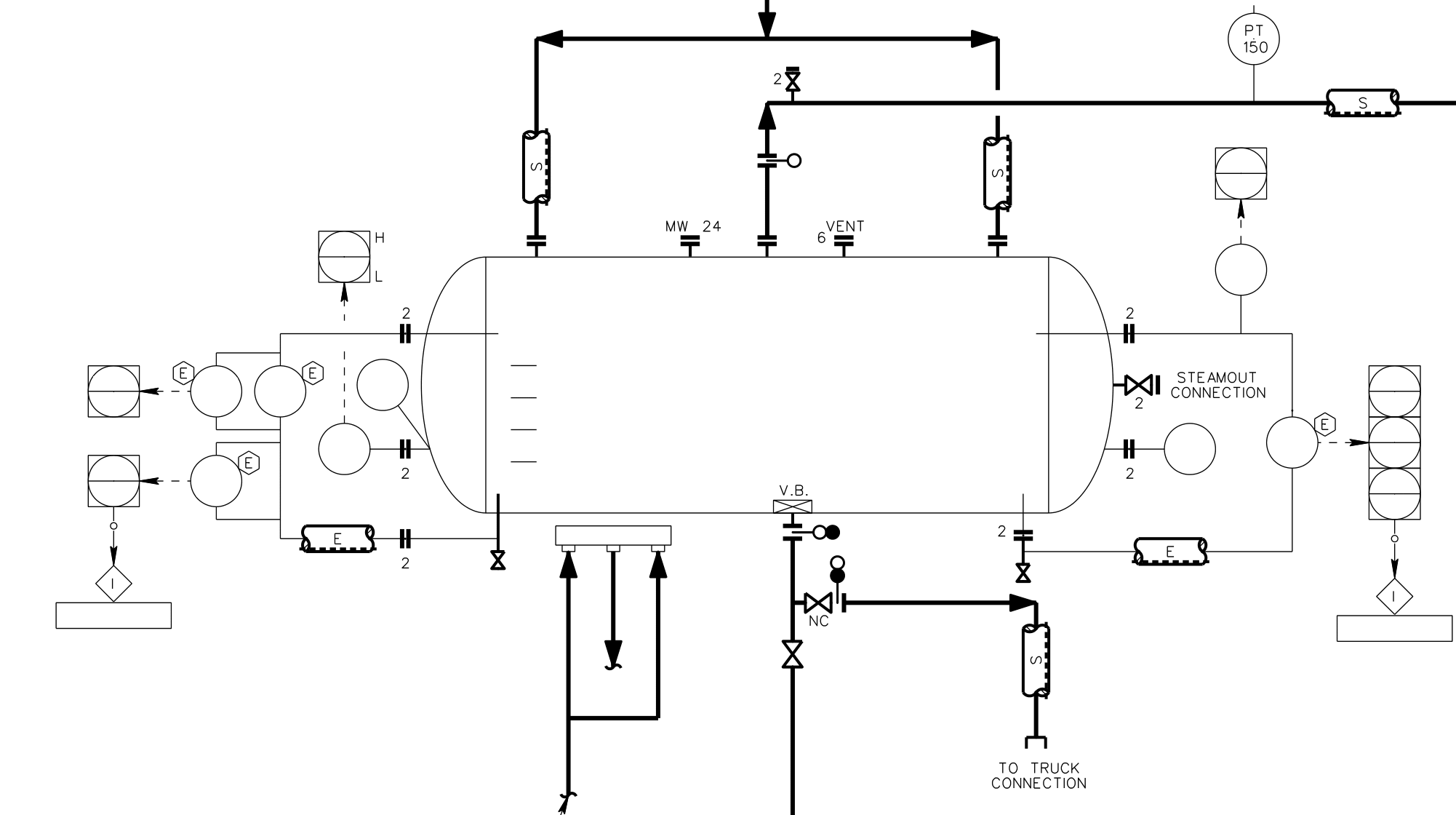 Drum and surrounding piping.
